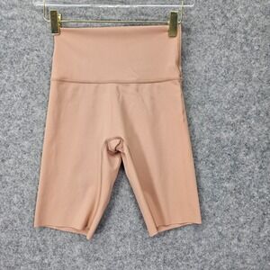 Aerie OFFLINE Goals Bike Shorts Womens S Tan Performance Raw Hem Yoga Gym 22x9